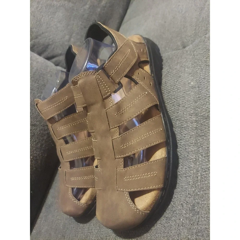 Dr Scholls Men's Sandals Sz 10M Candid Fisherman Closed Toe Memory Foam Cool Fit